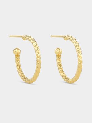 Yellow Gold Women’s Open End Twisted Hoop Earrings