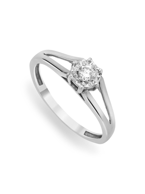 White Gold & 0.09ct Diamond Solitaire Split Shank Ring