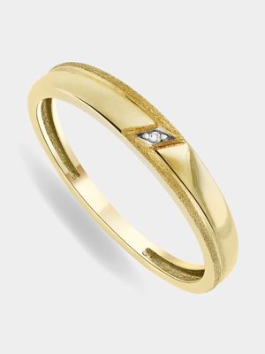 Yellow Gold & Diamond Men’s Wedding Band