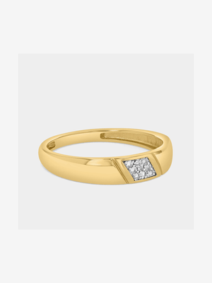 Yellow Gold Earth Grown Diamond Diagonal Cluster Ring