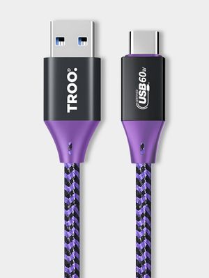 TROO Certified Fast Charge 60W USB TypeC Braided Cable