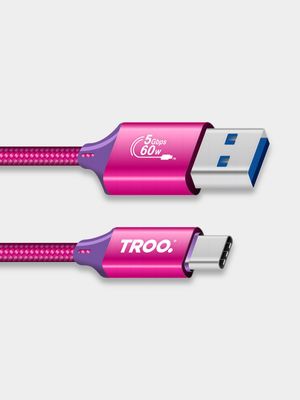 TROO Certified Fast Charge 60W USB TypeC 1m Braided Cable