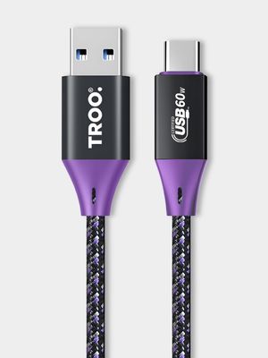 TROO Certified Fast Charge 60W USB TypeC Braided Cable