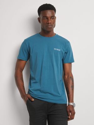 Men's Guess Blue Joe Single Crew Neck T-Shirt