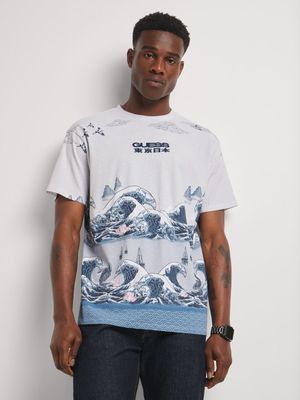 Men's Guess Pure White Pacific Waves T-Shirt