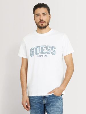 Men's Guess Pure White College Logo  T-Shirt