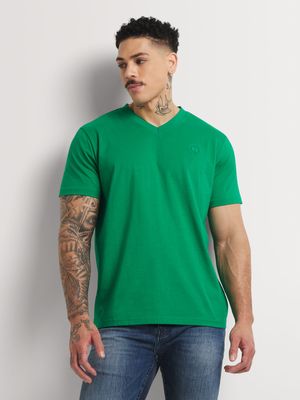 Fabiani Men's Green V-Neck T-Shirt