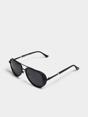 Fabiani Men's Black Sidewinder Aviator Sunglasses