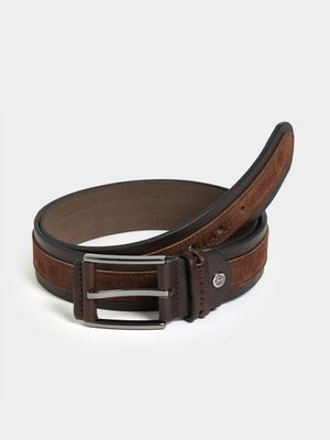 Fabiani Men's Brown Leather and Suede Belt