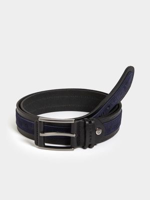 Fabiani Men's Black Leather and Suede Belt