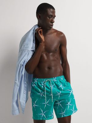 Men's Markham Minimal Printed Teal Swimshort