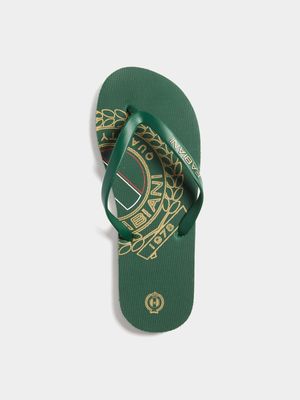 Fabiani Men's Forest Green Crest Flip Flops