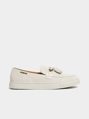 Fabiani Men's Cream Suede Bit & Tassel Slip On