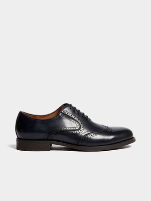 Fabiani Men's Navy Handstained Leather Oxford