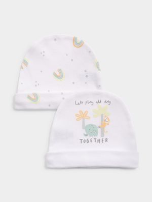 Jet Baby White 2 Pack Play All Day Rainbow Beanies