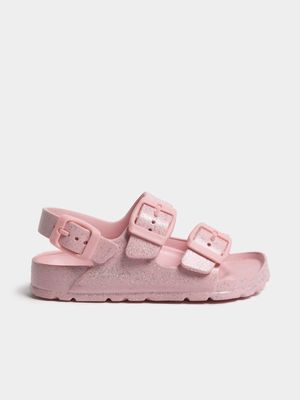 Junior Infant TS Glitter Double Buckle Pink Sandals