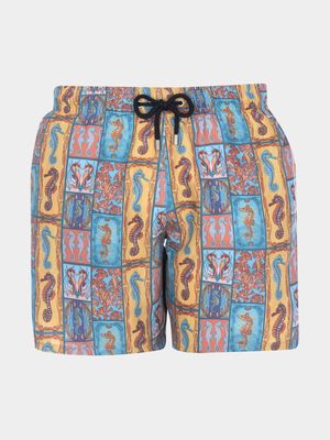 Men's Granadilla Swim Gold Seahorses Swimshorts