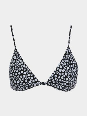 Women's Granadilla Swim Black Daisy Bralette Bikini Top