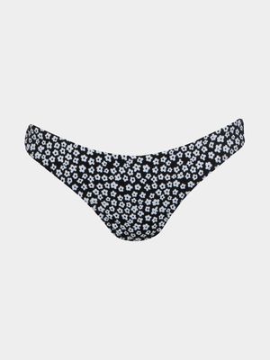 Women's Granadilla Swim Black Daisy Cheeky Bikini Bottoms