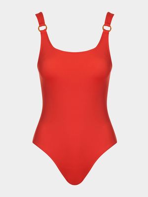 Women's Granadilla Swim Sunset Red O-Ring One Piece Swimsuit