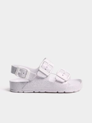 Junior Infant TS Glitter Double Buckle White Sandals