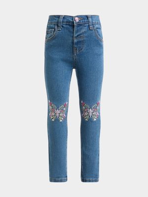 Jet Younger Girls Blue Butterfly Jeans