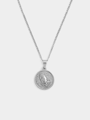 Stainless Steel Serenity Prayer Disc Pendant