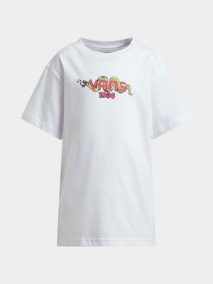 Vans Unisex Kids White Snake Print T-Shirt