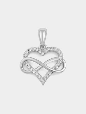 Sterling Silver Cubic Zirconia Heart Infinity Pendant Off Chain