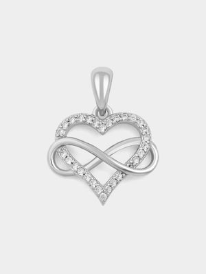 Sterling Silver Cubic Zirconia Heart Infinity Pendant Off Chain