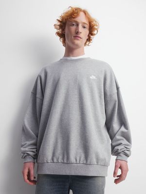 Nike Men's Club Fleece Grey Oversized Sweat Top