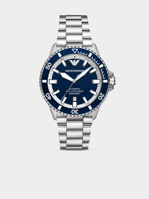 Emporio Armani Sea Explorer Blue Dial Automatic Stainless Steel Bracelet Watch