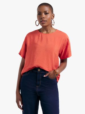 Women's Orange Boxy T-Shirt