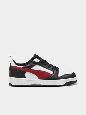 Mens Puma Rebound V6 Black/White/Red Sneakers