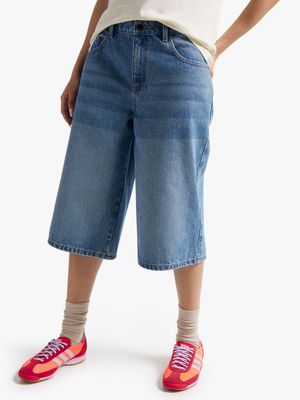 Women's Light Wash Denim Bermuda Shorts