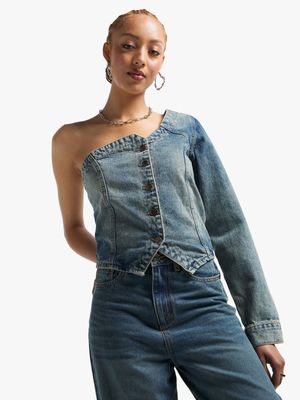 Women's Tinted Wash Denim One Sleeve Top