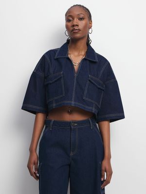 Women's Dark Wash Co-Ord Denim Shirt