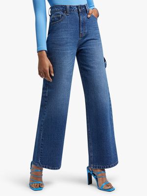 Women's Blue Wide Leg Denim