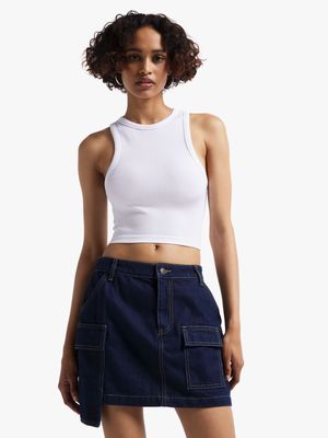 Women's Dark Wash Denim Mini Skirt