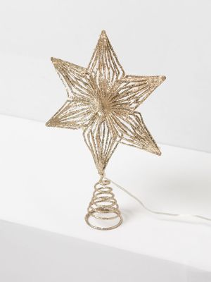 Glitter Star LED Tree Topper Champagne