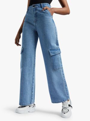 Women's Mid Wash Carpenter Utility Jeans