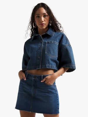 Women's Medium Wash Mini Denim Skirt