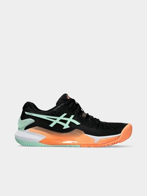 Womens Asics Gel-Resolution 9 Black/Mint Tint Court Shoes