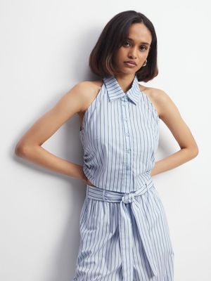 Women's Blue Stripe Co-Ord Shirt