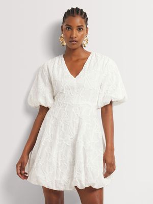 Embroidered Fit & Flare Bubble Hem Dress