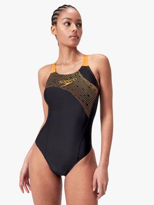 Womens Speedo Medley Logo Nectarine 1 Piece