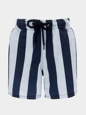 Kid's Granadilla Stripe Navy Swim Shorts