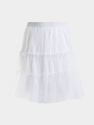 Jet Younger Girls White Mesh Skirt