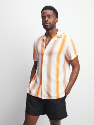 Jet Men's Orange /White Stripe Shirt