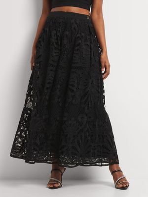 Luella A-Line Anglaise Lace Skirt